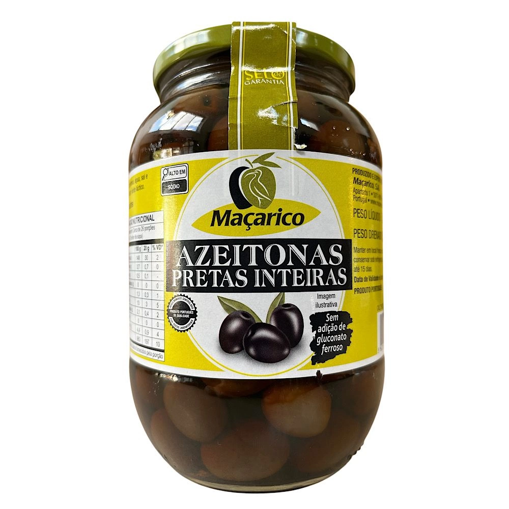 AZEITONA PRETA INTEIRA 260/290 MACARICO 520G