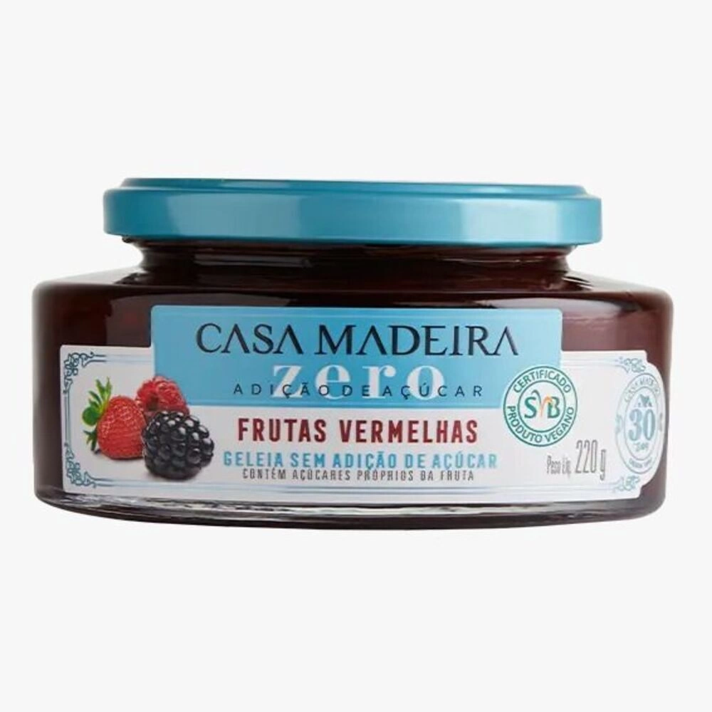 GELEIA FRUTAS VERMELHAS ZERO CASA MADEIRA 220G